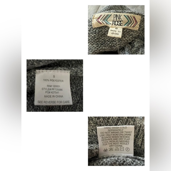 B7 NWT Pink Rose Sweater in MEDIUM Heather & Grey Marled Size S - Picture 5 of 7
